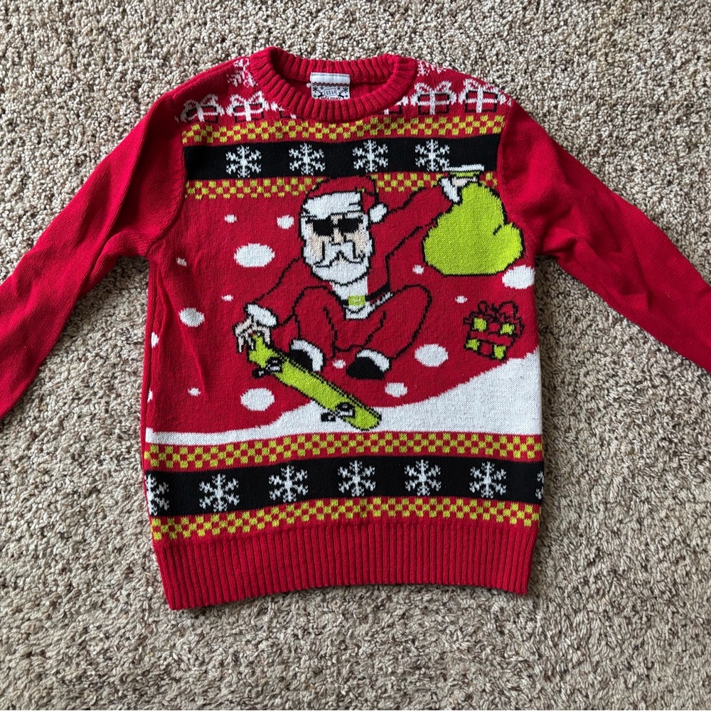 Red Santa Christmas Sweater- kids